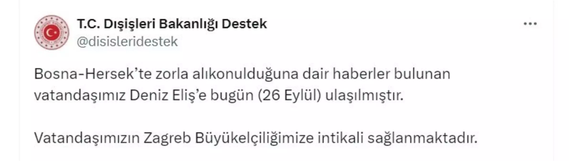 Deniz Eliş’e Ulaşıldı